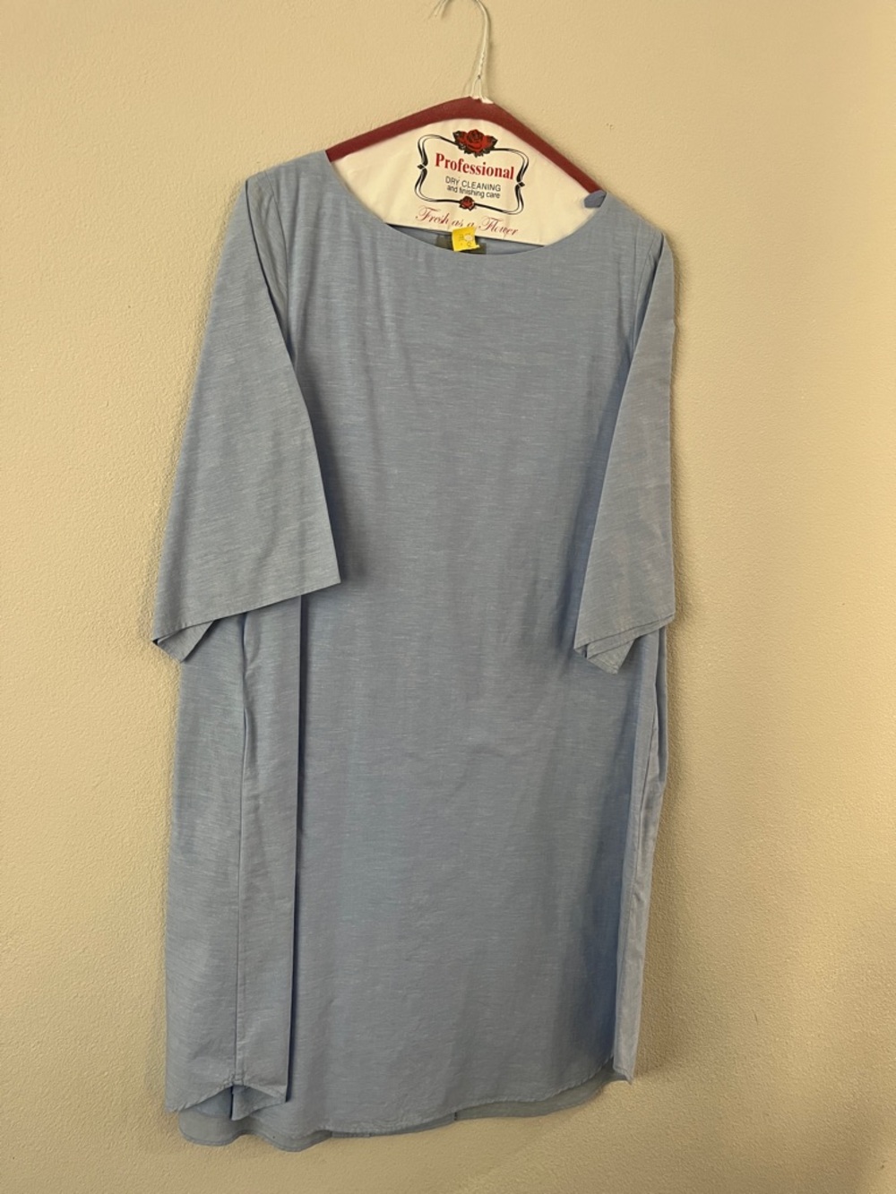 COS Light Blue Short Sleeve Crewneck Shirt Dress Linen Size 6
